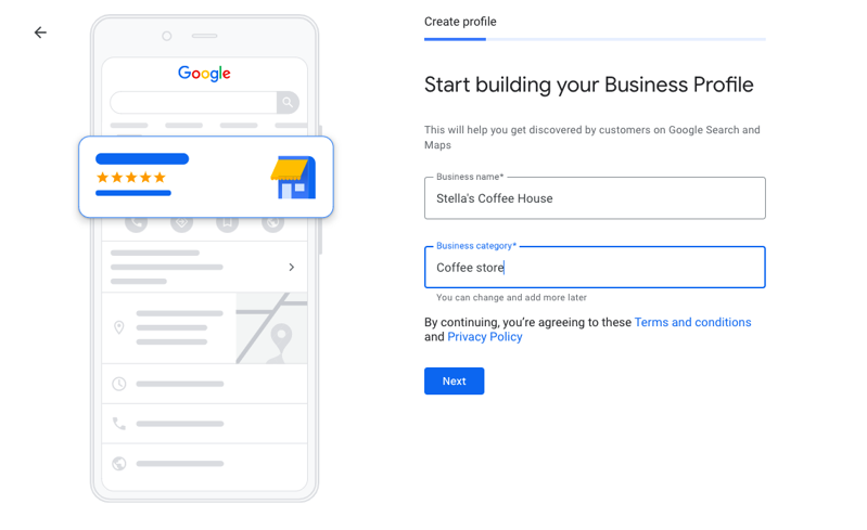 Fill out your Business Information at each step and click next button