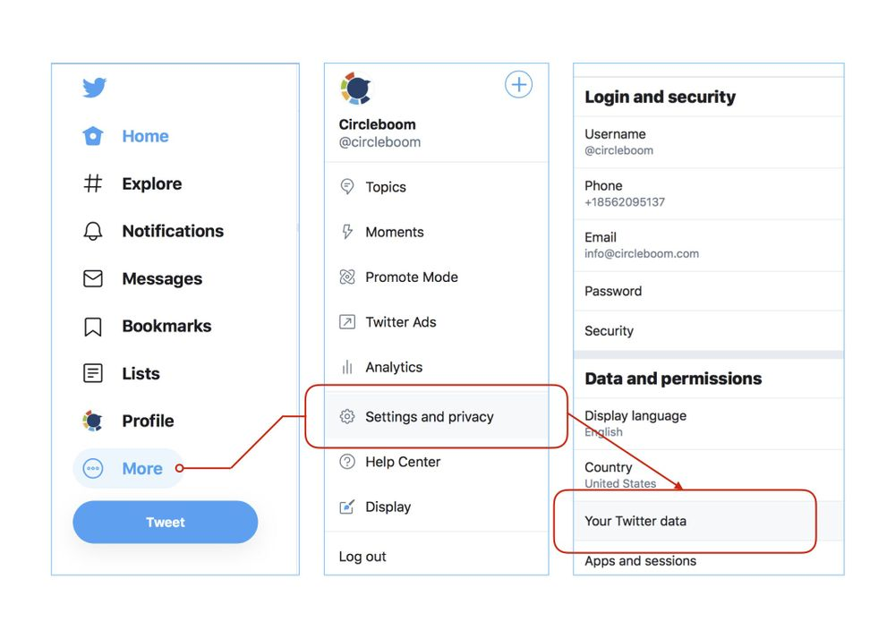 You can access your Twitter archive data in a few steps