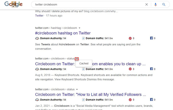 Find your Twitter profile URL on search results via username