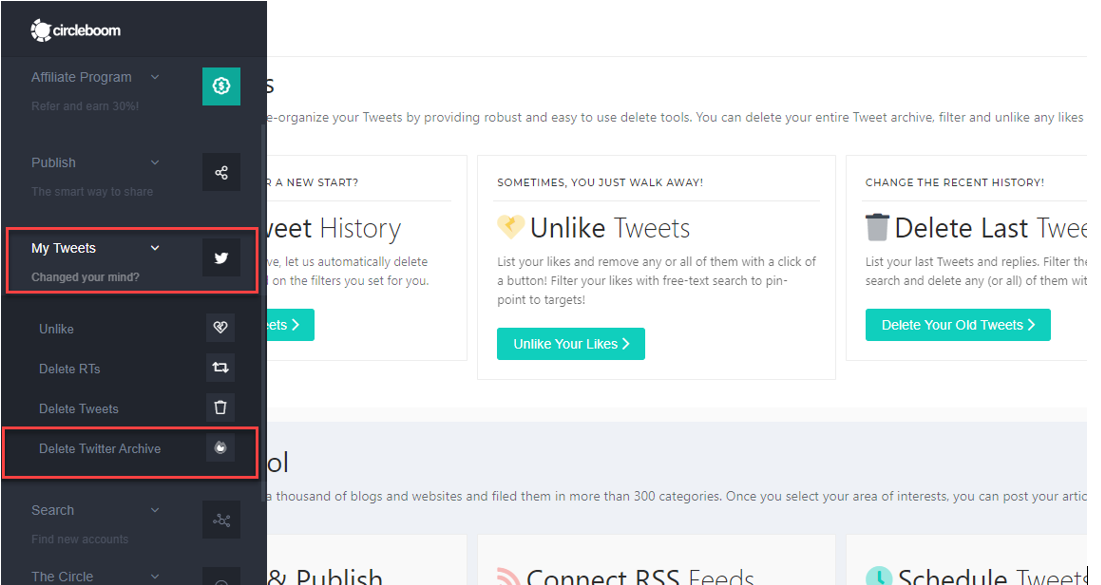 Delete Twitter Archive function will enable you delete old tweets