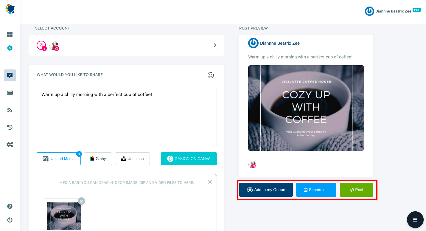 On Circleboom Publish, you can check your post's preview while you are creating it!