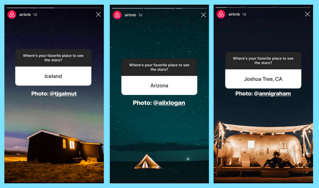 You can increase your brand awareness with interactive Instagram questions | Image Source: @airbnb