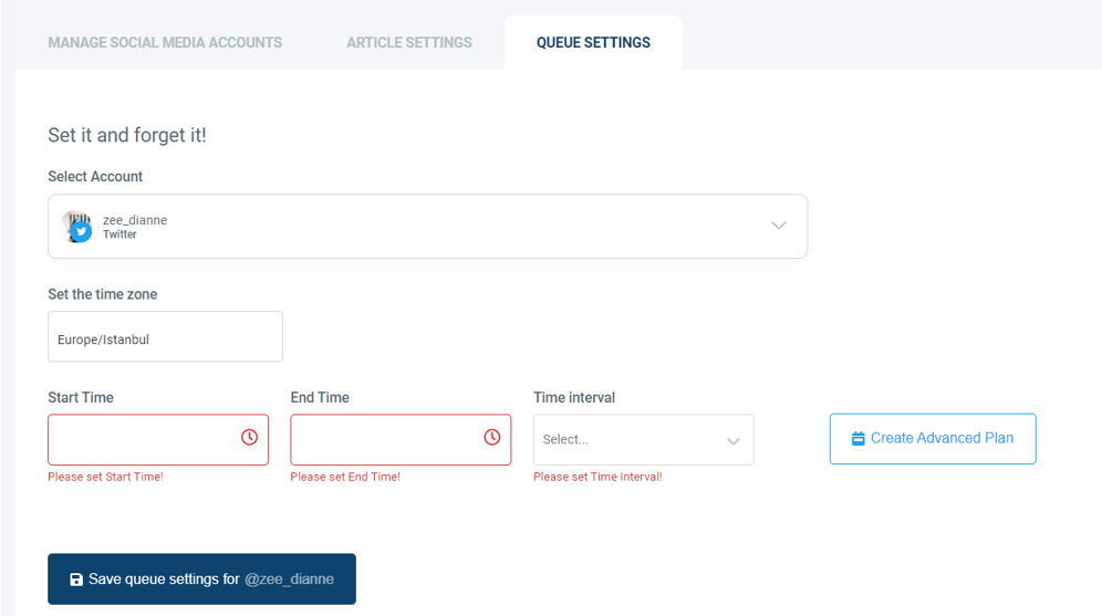 With Advanced Plan, you can selectively choose days to queue.