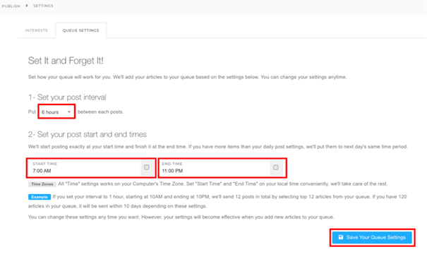 With a few arrangements, the tool can post on Twitter based on intervals you determined.
