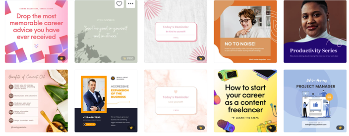 Try Canva’s Linkedin post design ideas (there are templates for banners, sponsored posts and more!)