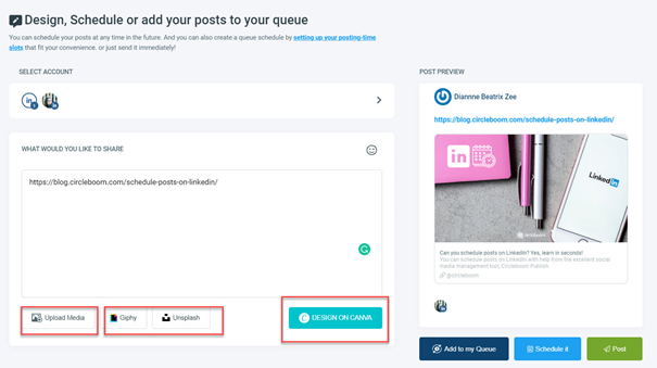 Create your posts, design on Canva, and schedule them!