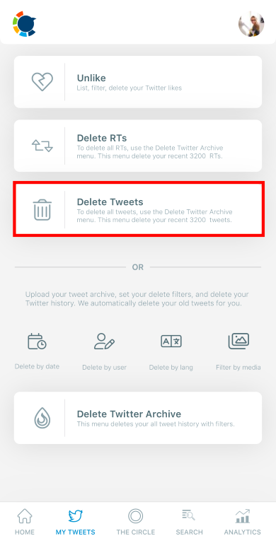 You can delete tweets with specific keywords