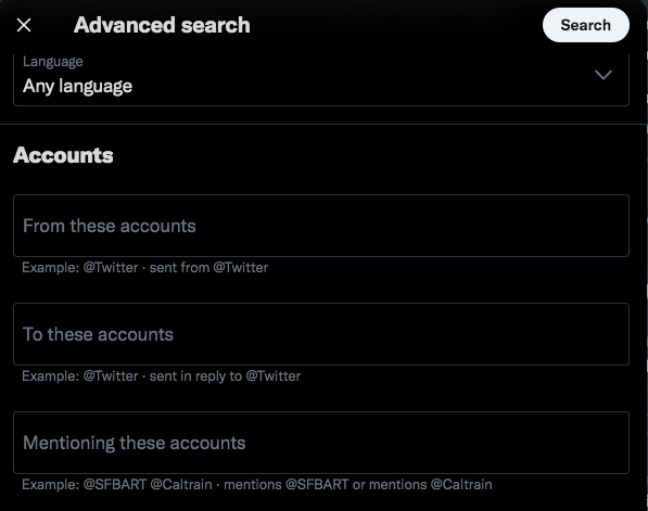 account part in advanced search