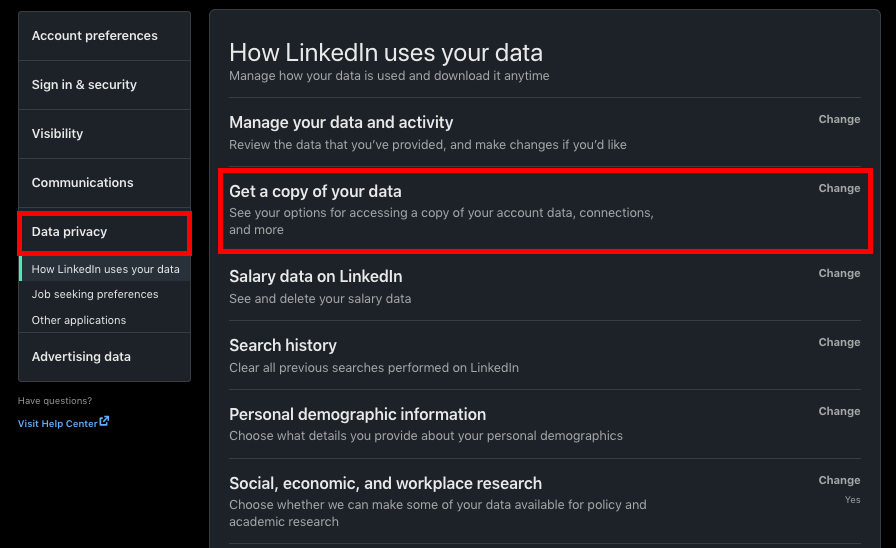 You should get a copy of your data before you merge LinkedIn accounts.