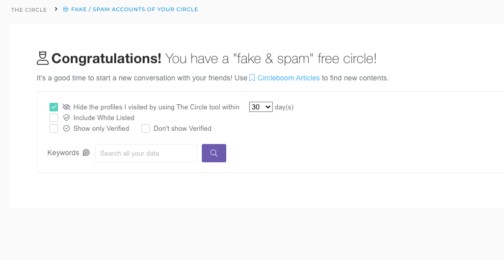 You can reach the list of fake/spam accounts.