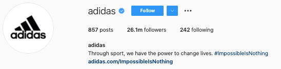 Adidas Instagram account