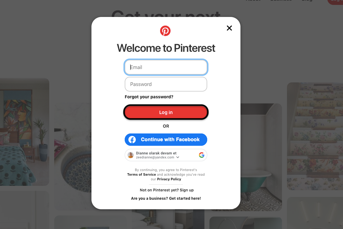 You can log into your account on Pinterest.