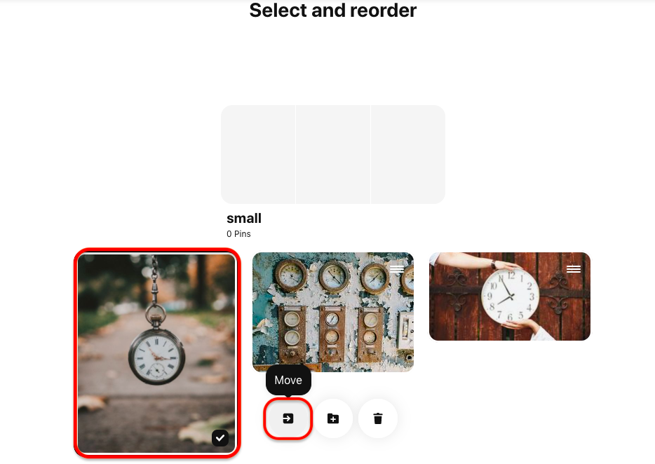 You can select pins and order them according to a Pinterest section you created.