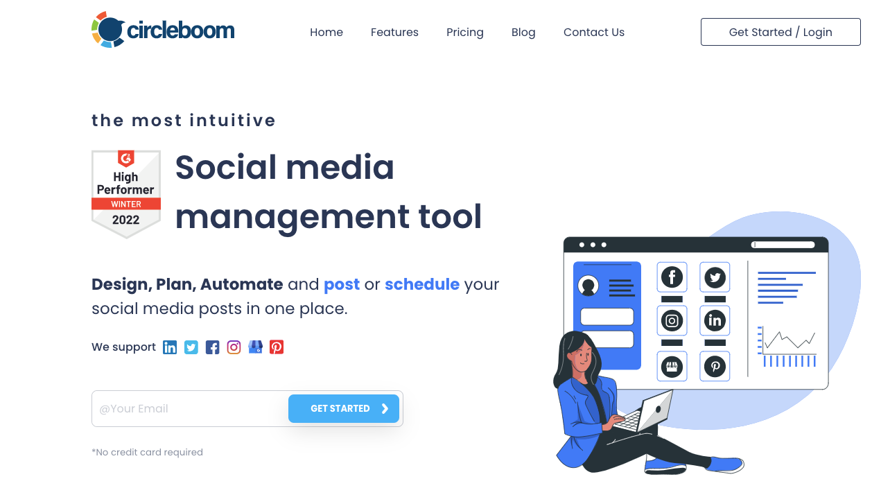 Circleboom Publish supports Twitter, Facebook, Instagram, Pinterest, LinkedIn, and Google Business Profile.