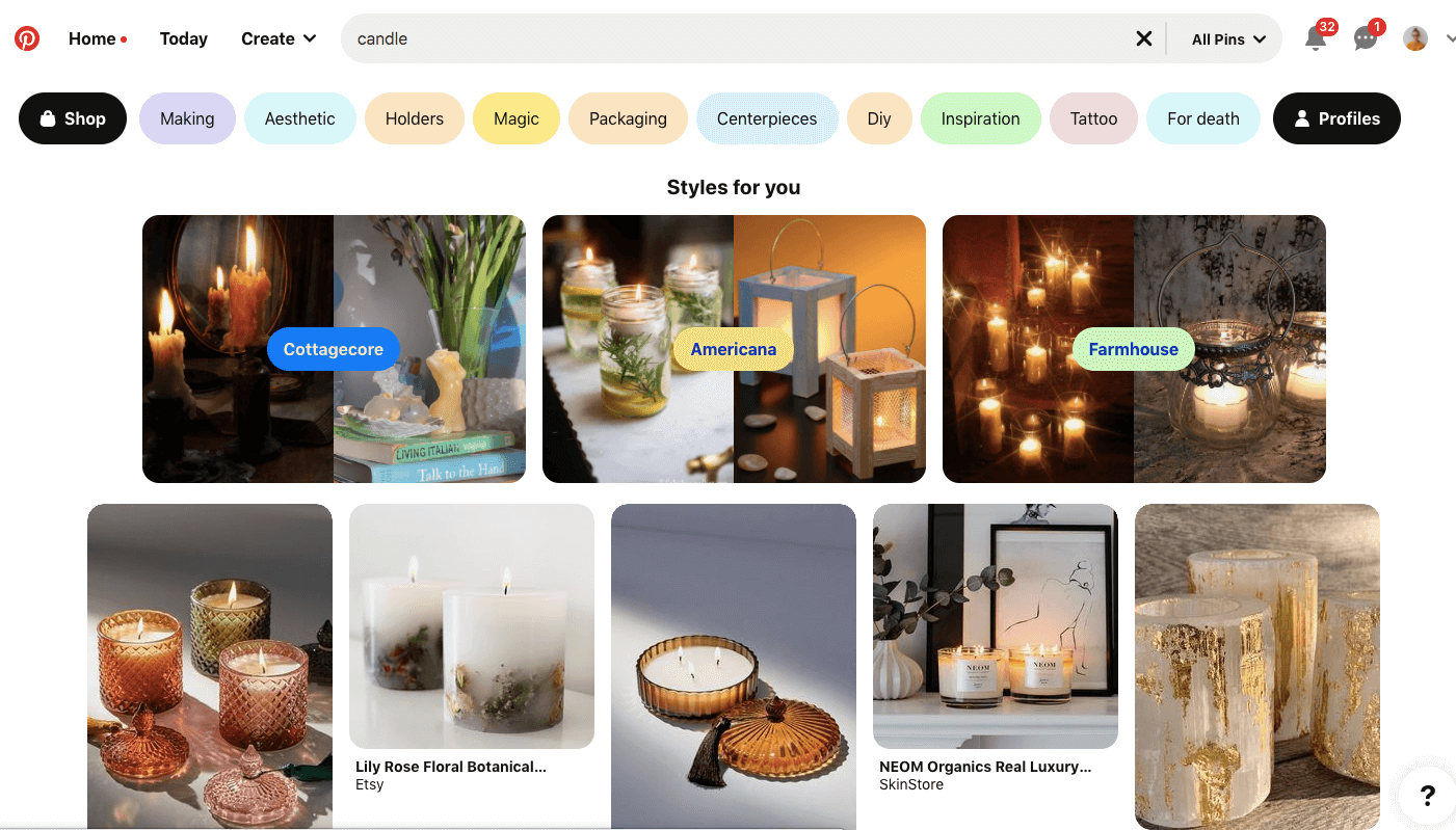 Pinterest's Guided Search feature finds accurate results for your searches.