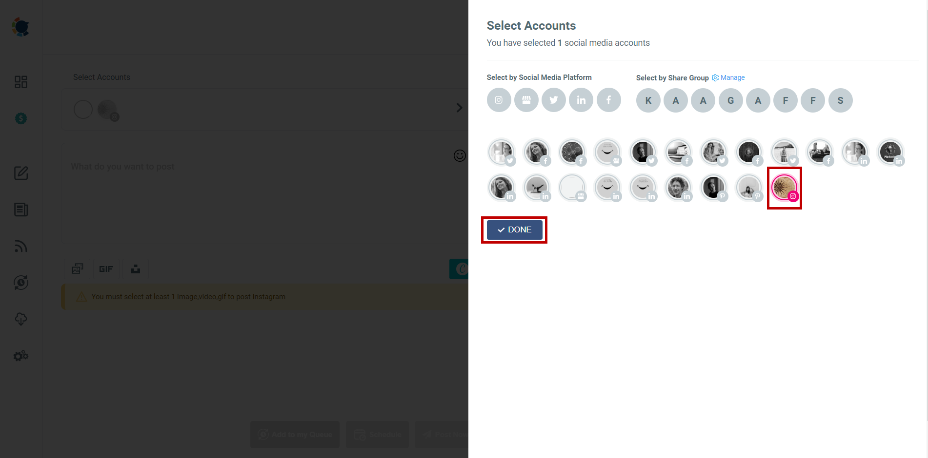 Manage multiple Instagram accounts.