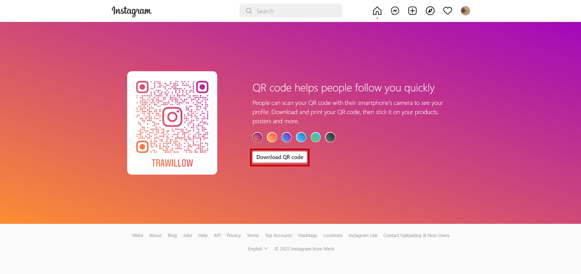 QR Code for Instagram.