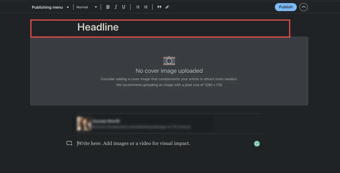 Put Headline to your LinkedIn articles.