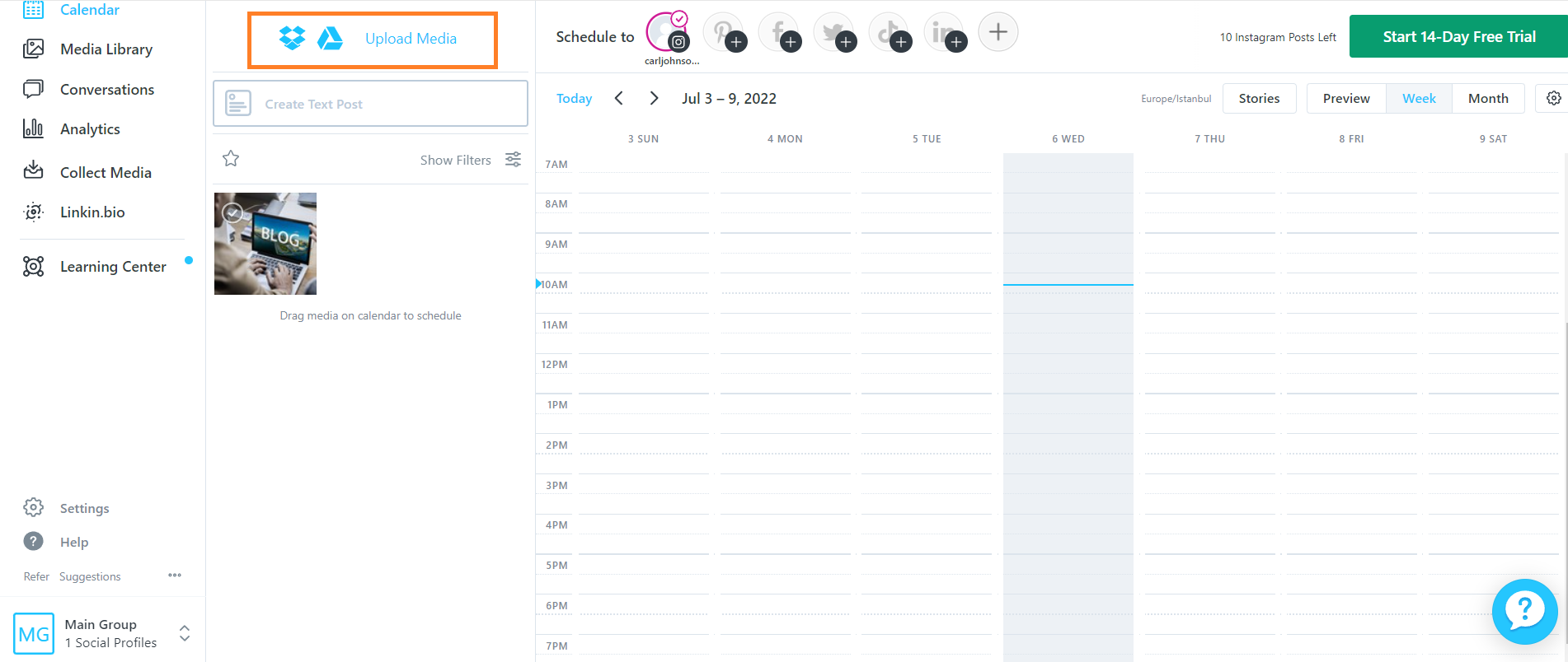 This preview shows the screen of Later scheduling tool