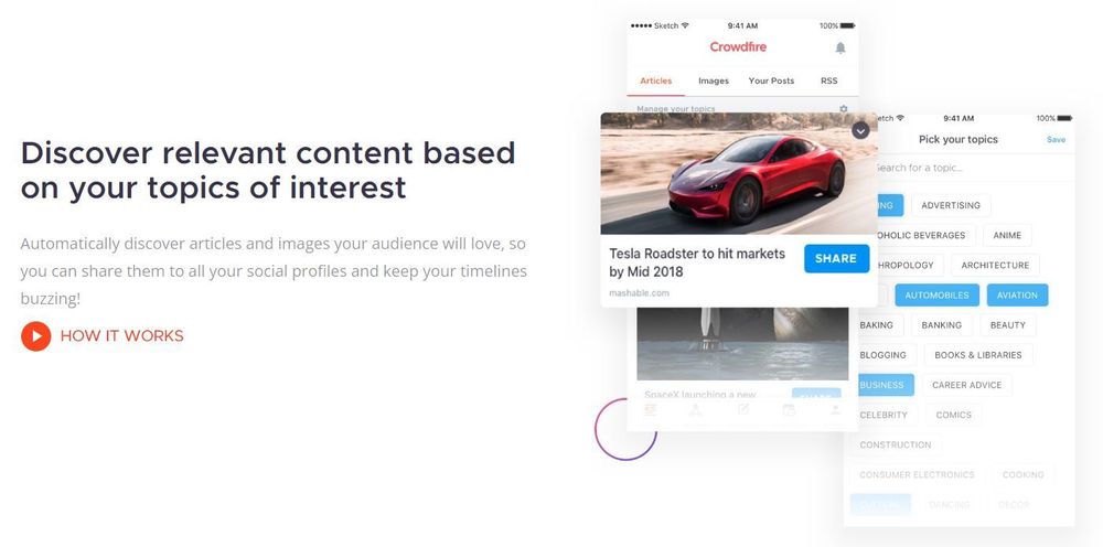 Crowdfire provides social media management services for different platforms like Pinterest