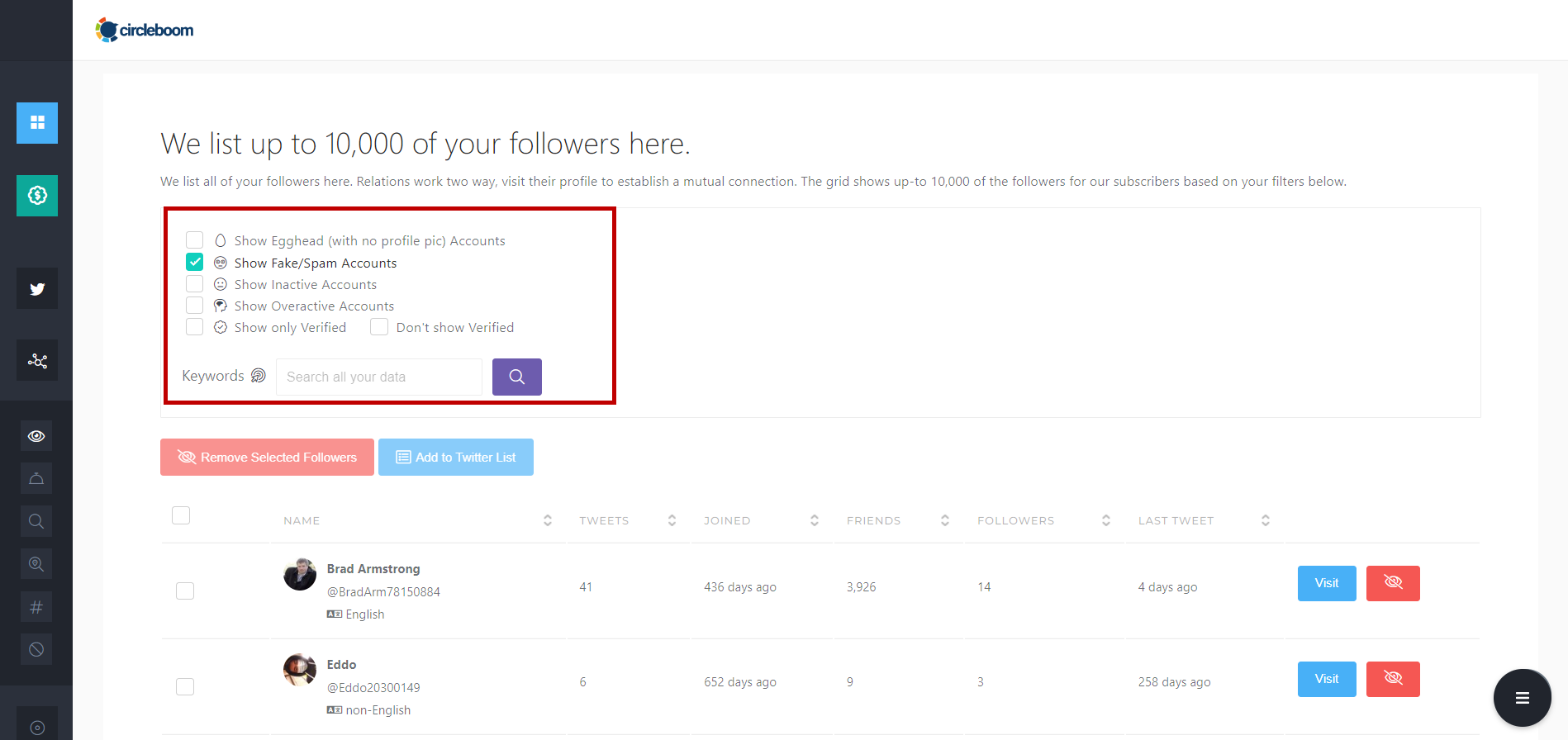 Show Fake/Spam Accounts