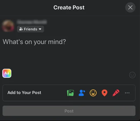 Write text for your Facebook post