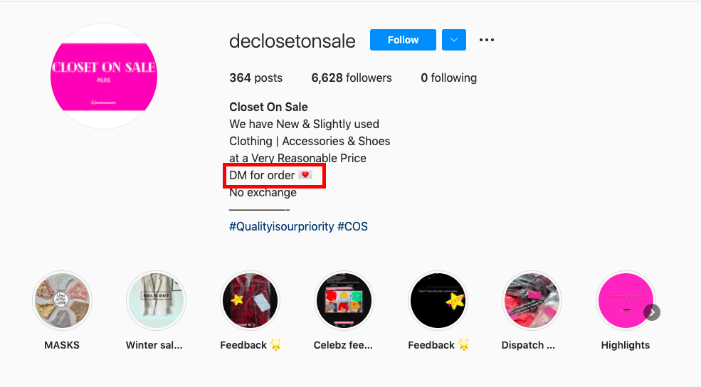 To sell on Instagram without a website, you can take orders from your customers through DM.
