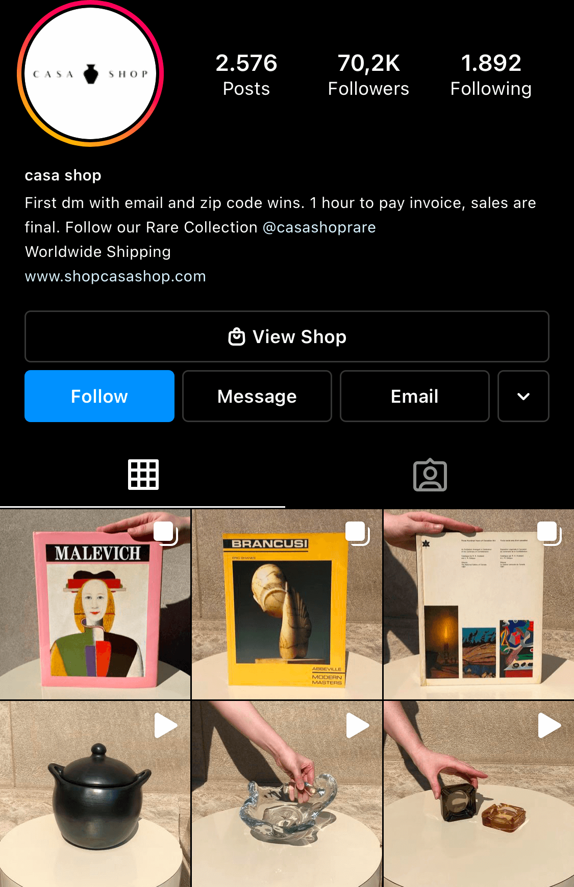 An Instagram shop