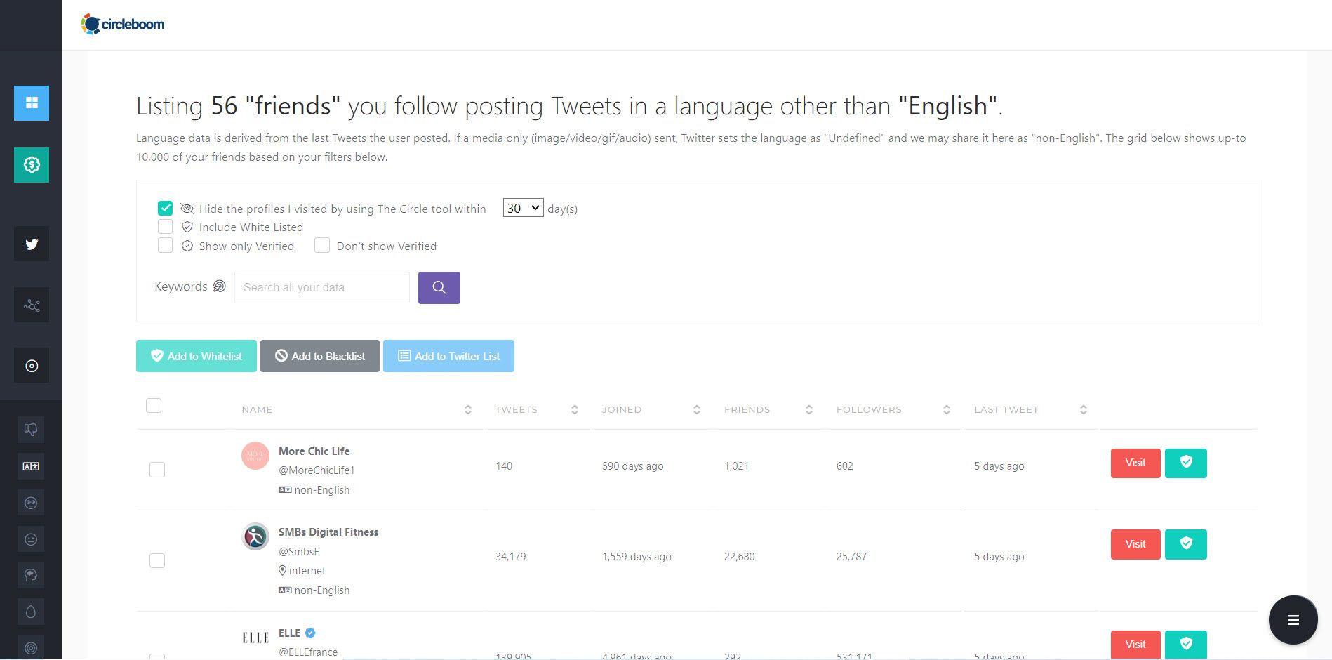 Filter your Twitter followers by language