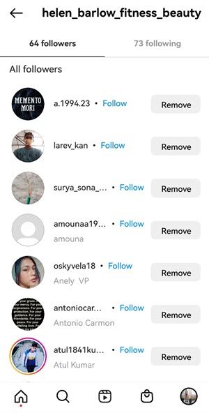 List of your Instagram followers.