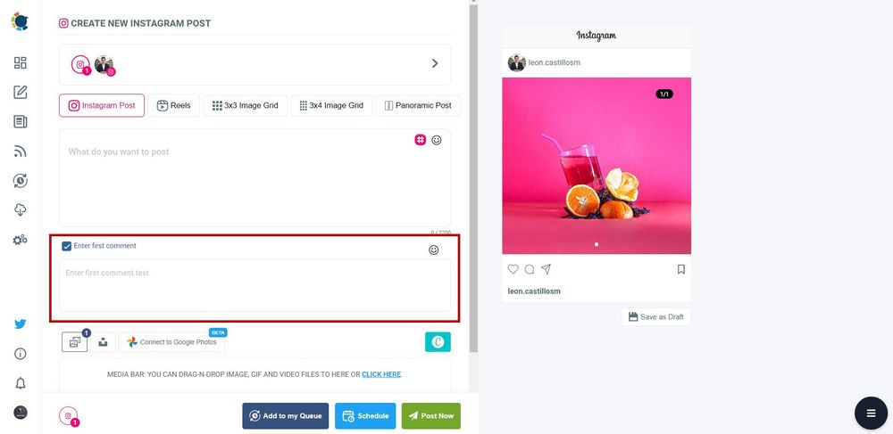Schedule your Instagram posts for a later date and time.