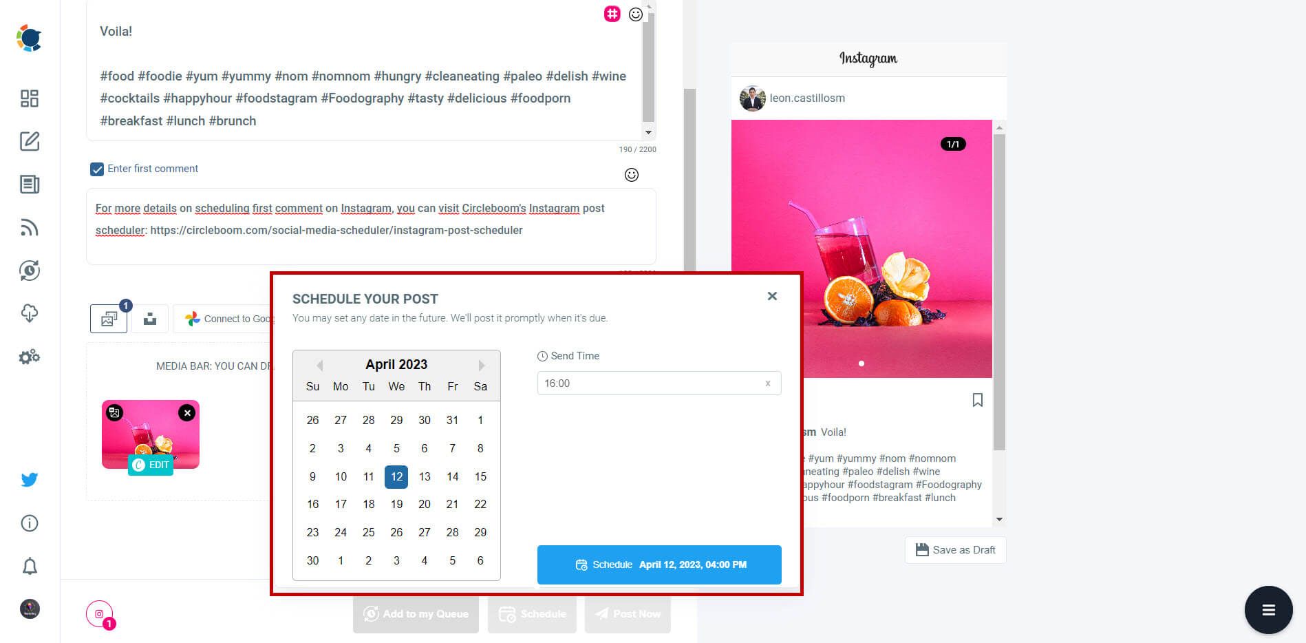 Schedule your Instagram posts with Circleboom Publish.