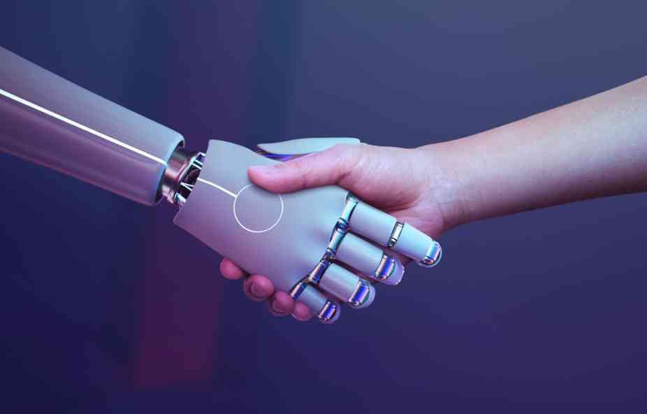 A robot and human handshaking