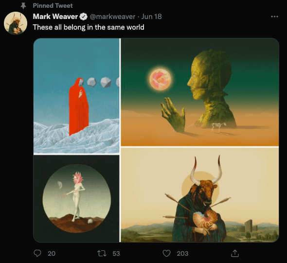 Mark Weaver's pinned art tweet