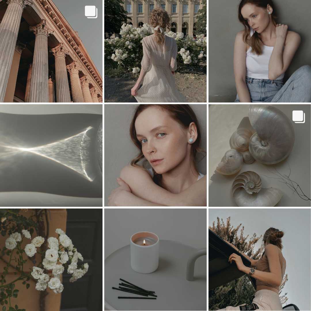 "Natural Pastel Aesthetic" Instagram grid template
