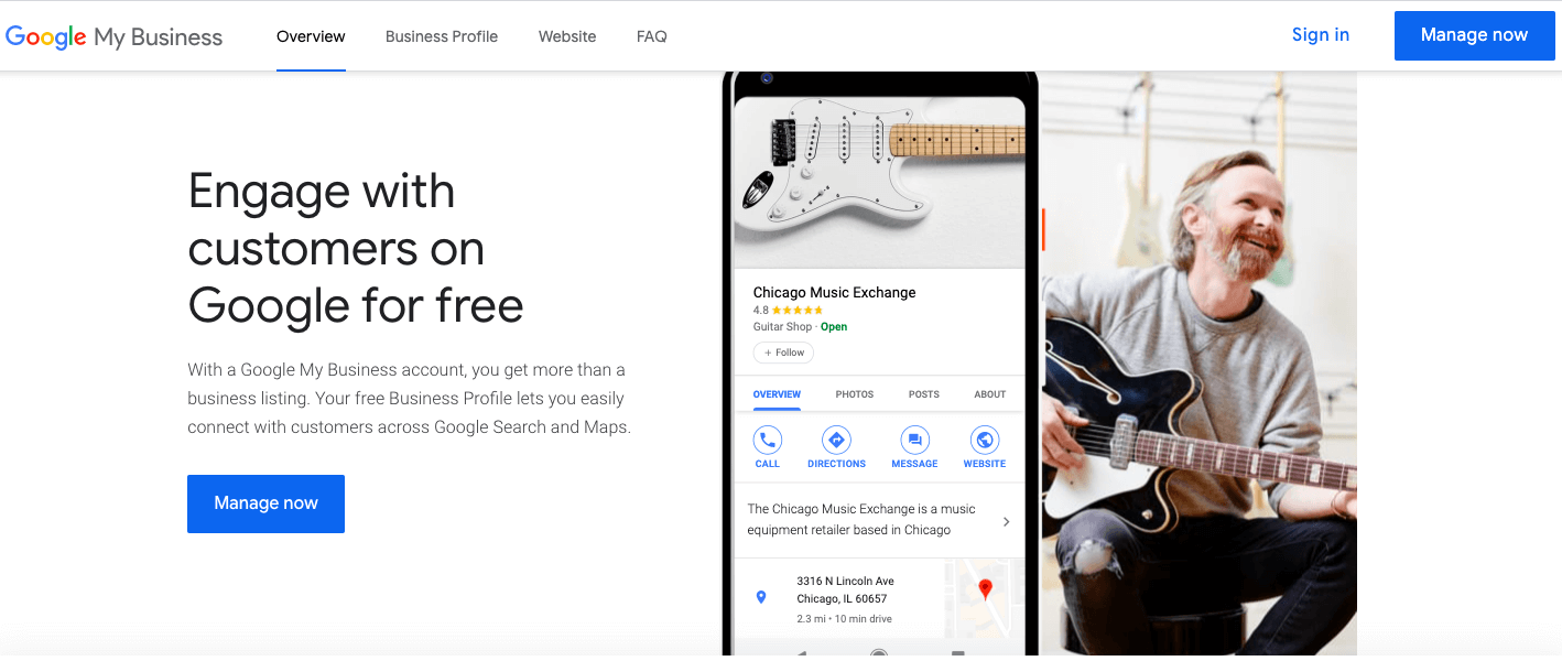 Google Business Profile set up page