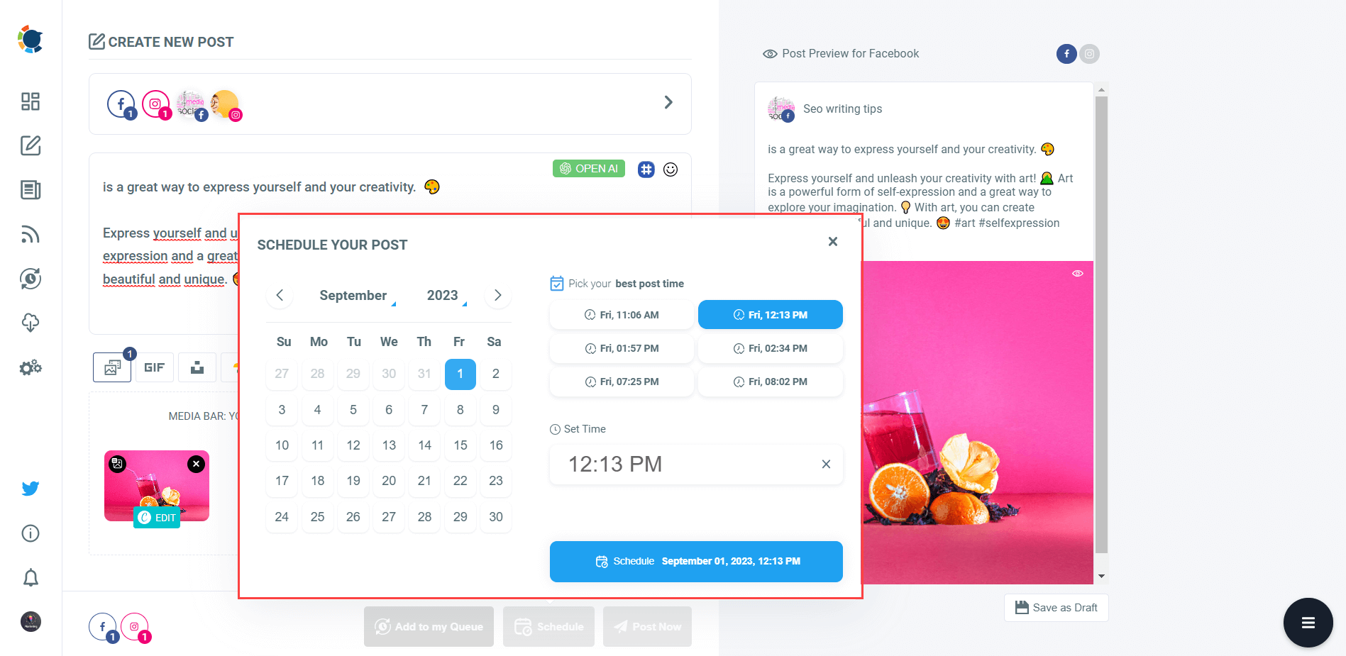 Schedule your Instagram posts at the best times