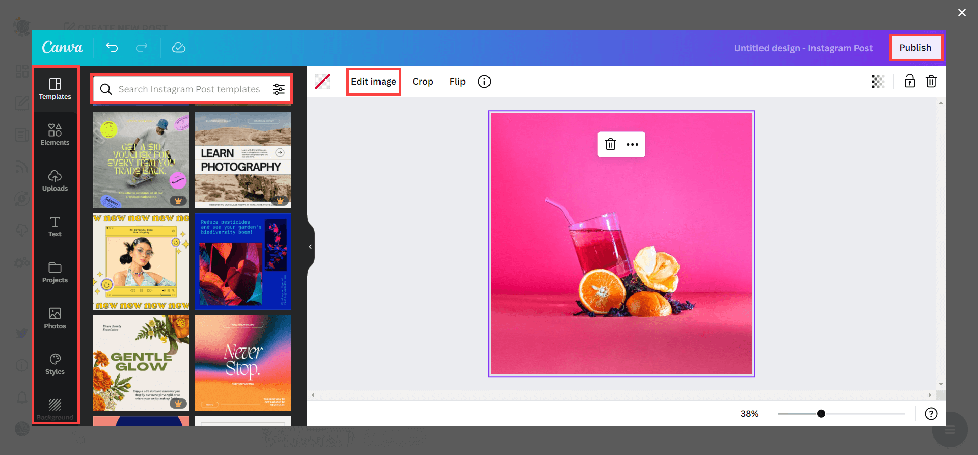 Use Circleboom's built-in Canva to curate and edit images.
