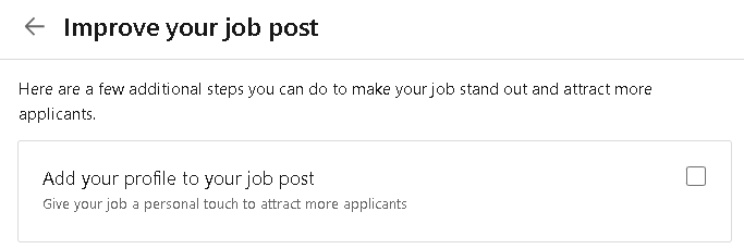 You can choose not to show your profile on your Linkedin job post. 
