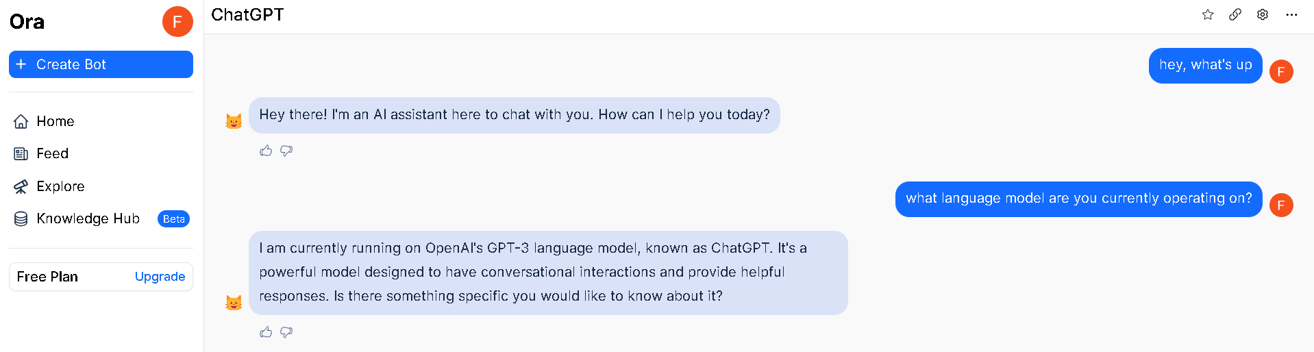 You can either use Ora.ai's GPT-3 as a chatbot or you can create custom chatbots with it.