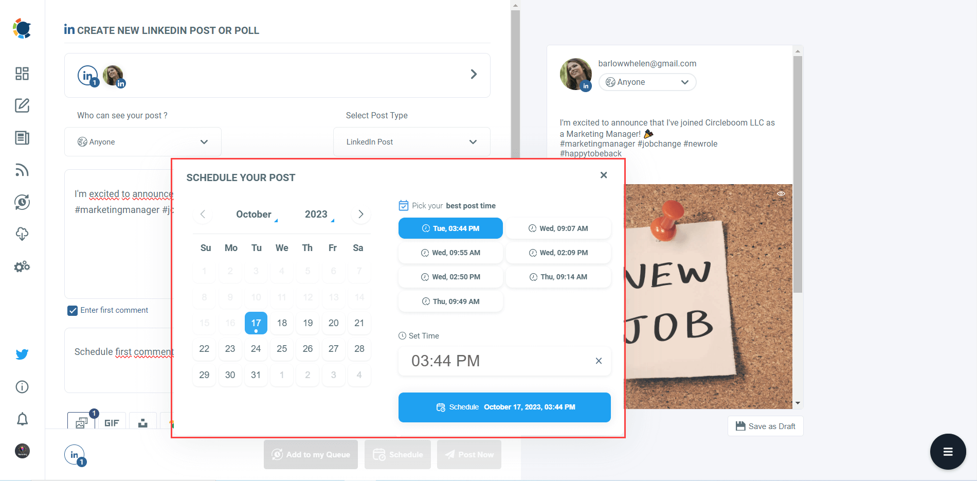 Schedule your LinkedIn posts in advance.