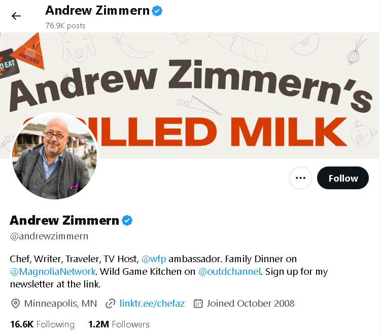 Andew Zimmern is among the top Twitter influencers.