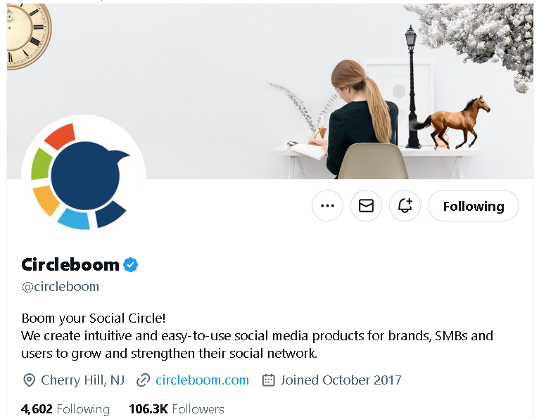 Twitter follow ratio of Circleboom's official twitter account.