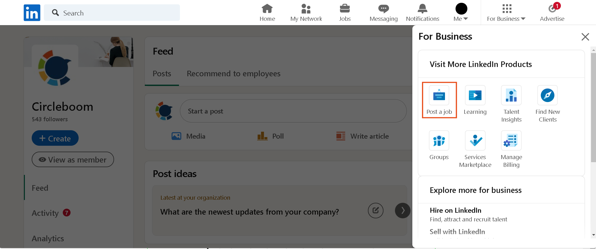 You can create a LinkedIn job post through your Linkedin job posting account.