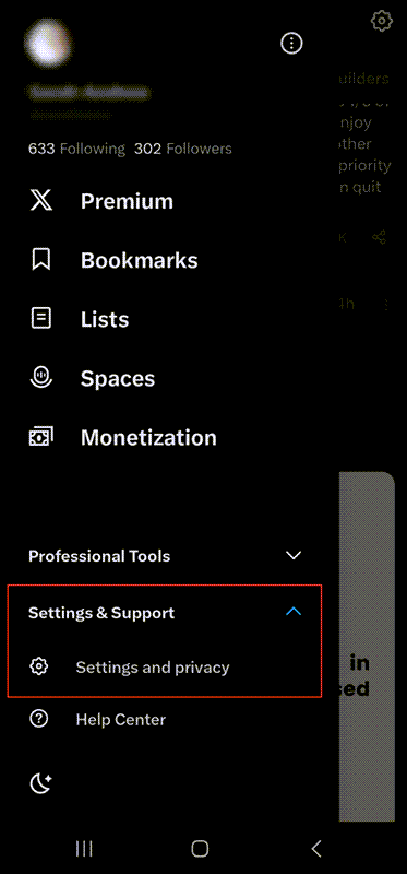 "Settings and Support"
