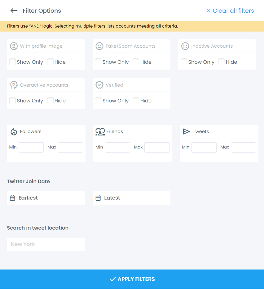 Circleboom offers advanced Twitter search filters.