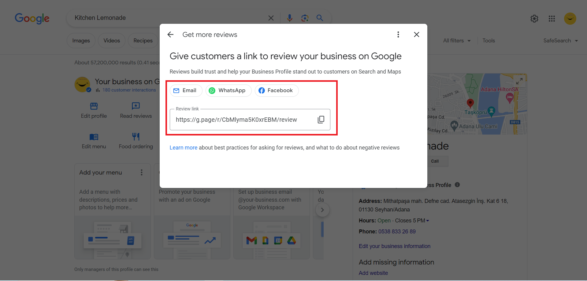 Link for Google Business review