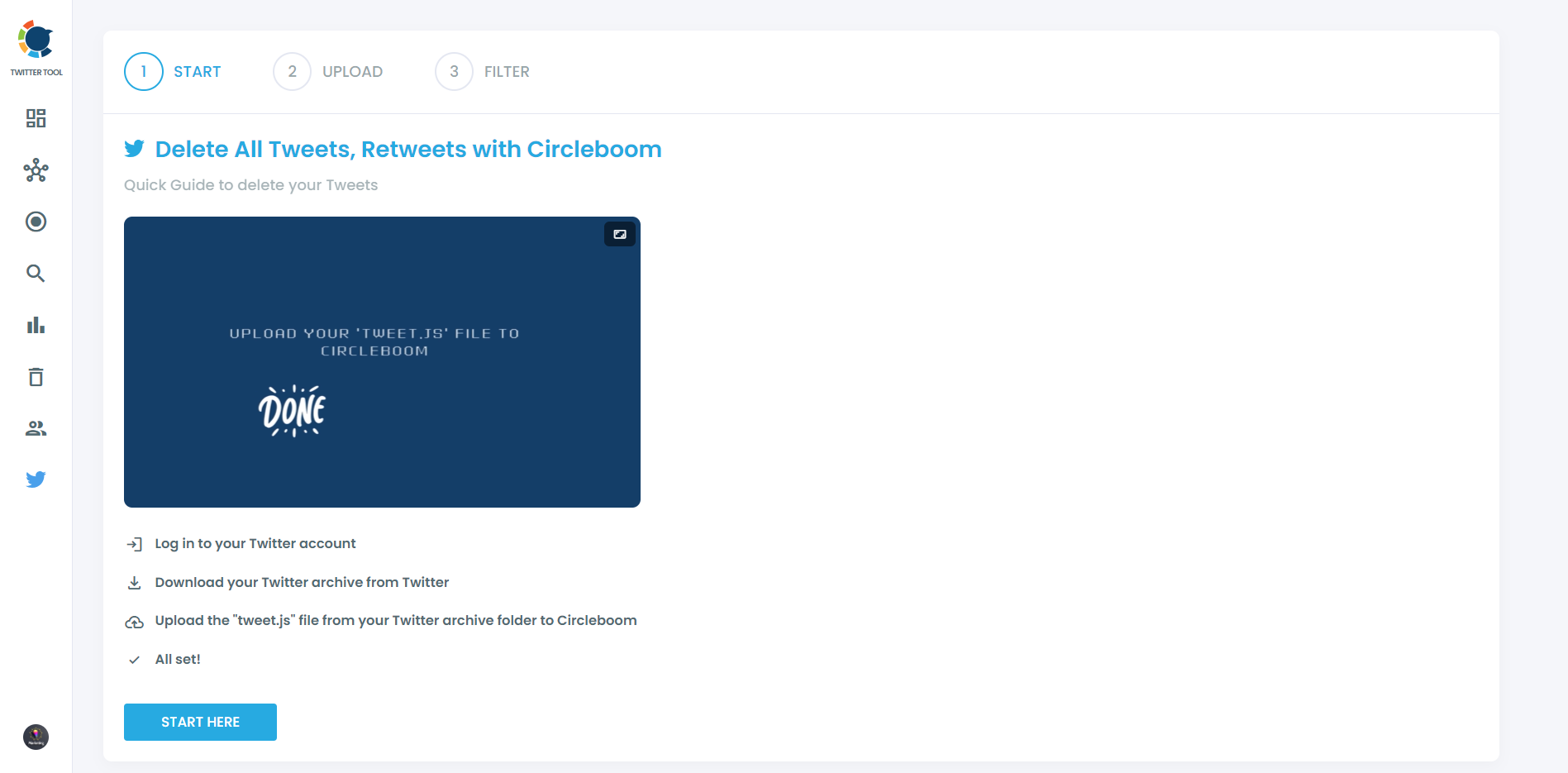 Upload your tweets on Circleboom.