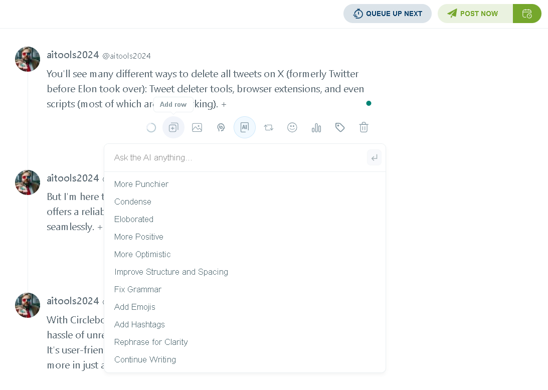 Post longer tweets by creating Twitter threads with Circleboom 