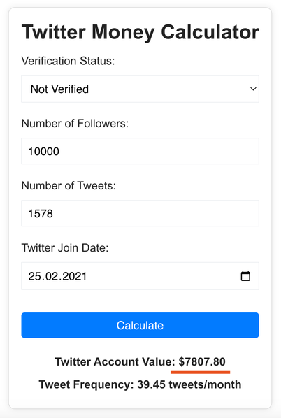 Twitter Money Calculator